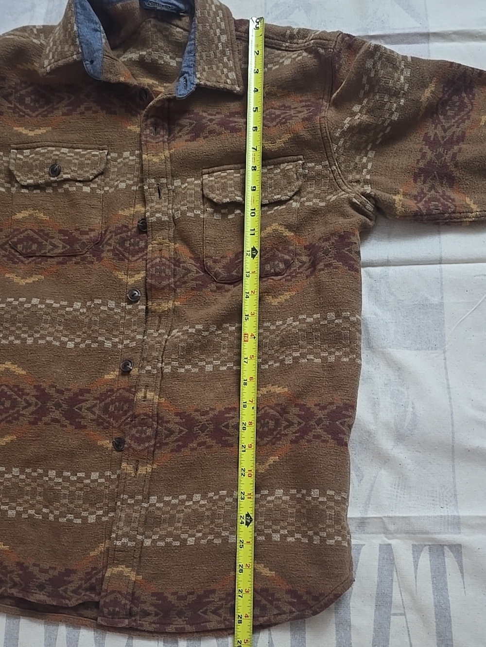 Pendleton Brown & Tan Patterned Lightweight Wool Shirt Jacket - Picture 9 of 10